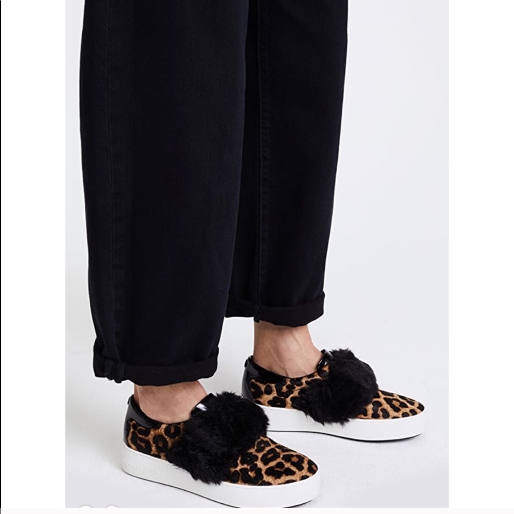 Faux Fur Leopard Michael Kors Platform Sneakers (animal print sneakers)